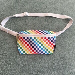 Fydelity Rainbow Checkered Fanny Pack NWT Adjustable Waist Bag